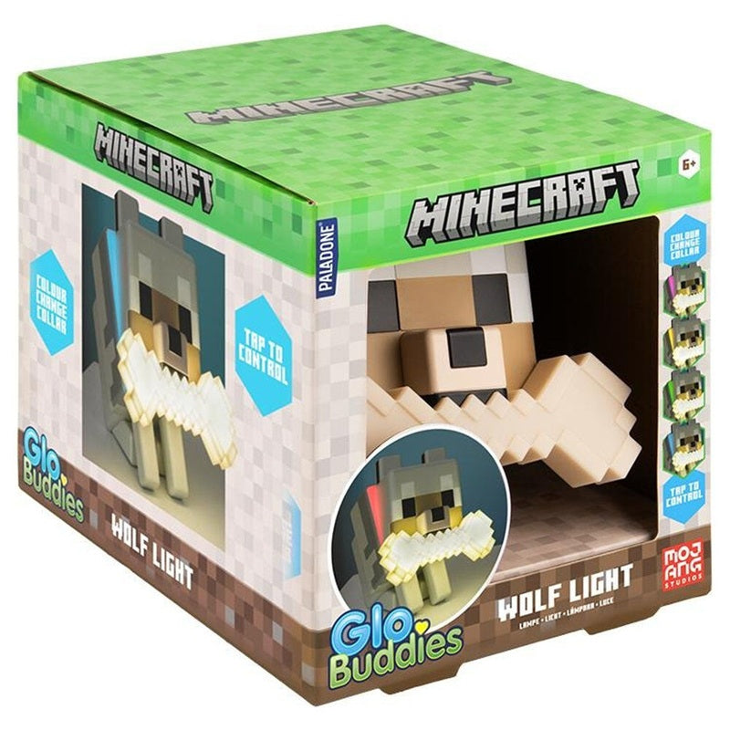 Lámpara Táctil Lobo de Minecraft: Glo Buddies con Collar Multicolor